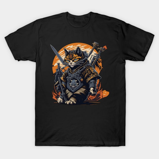 Samurai cat hip hop T-Shirt by Rizstor